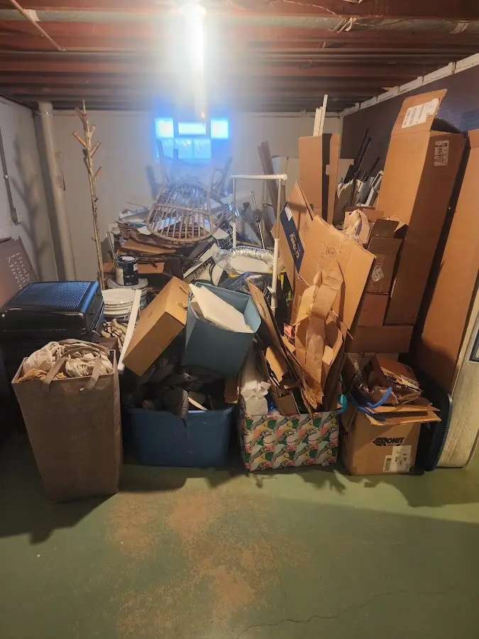 Roll-off dumpster container at job site for 6 Yard Dumpster Rental in New Bern